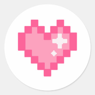 Sticker Rond Coeur du pixel