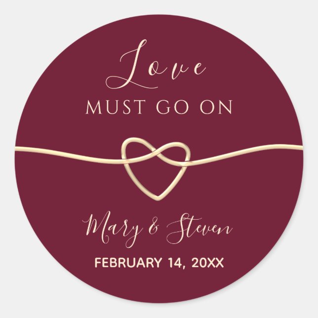 Sticker Rond Coeur élégant mariage Faveur (Devant)