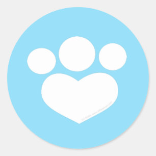 Sticker Rond Coeur Empreinte de patte 1,5 pouce caraïbe