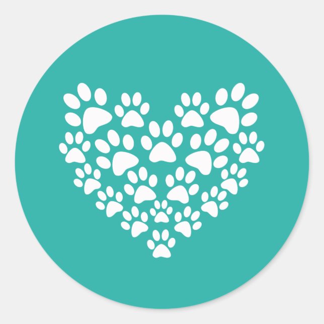Sticker Rond Coeur Empreinte de patte pour animal de compagnie  (Devant)