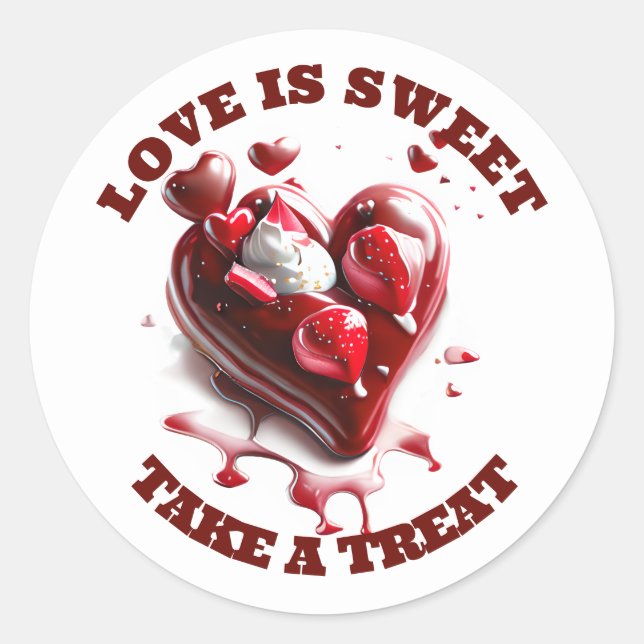Sticker Rond Cœur en chocolat amour douce friandise faveur roug (Devant)
