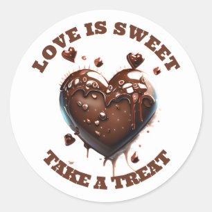 Sticker Rond Cœur en chocolat réaliste amour sucré bonbon cadea