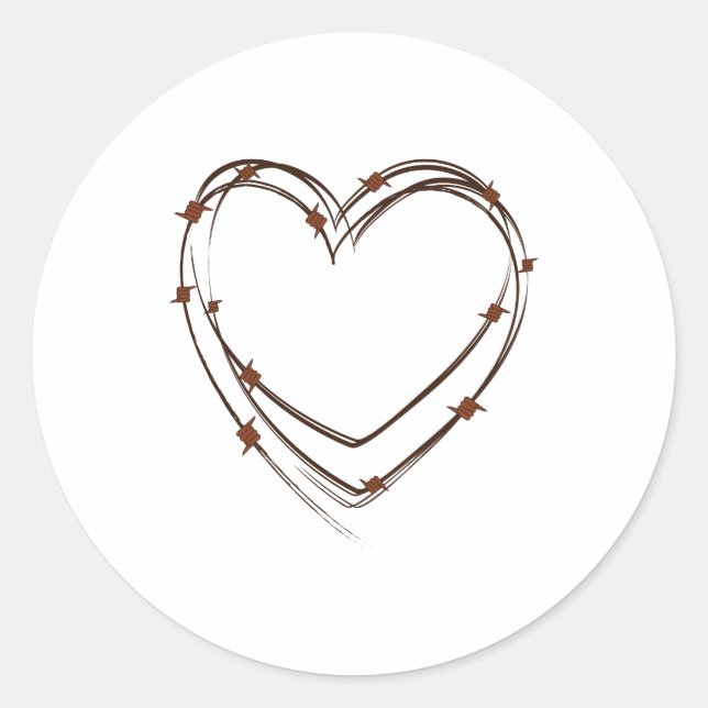 Sticker Rond Coeur en fil barbelé (Devant)