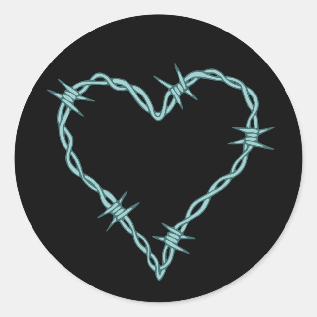 Sticker Rond Coeur en fil barbelé (Devant)