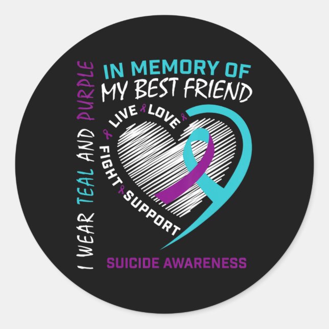 Sticker Rond Coeur En Mémoire Du Meilleur Ami Sensibilisation A (Devant)
