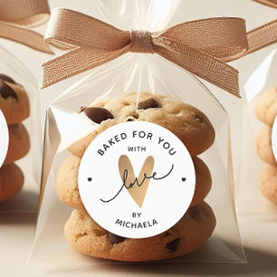 Sticker Rond Cœur en Or Faux Fait Maison Cadeau Personnalisé Av