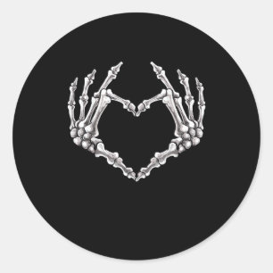 Sticker Rond Coeur Et Mains De Squelette Coeur Et Mains Gothiqu