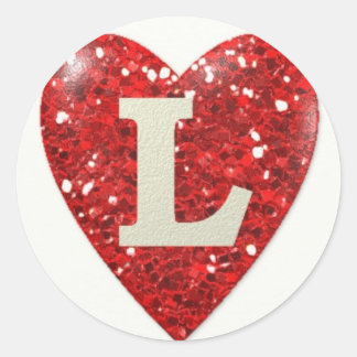 Sticker Rond Coeur étincelant rouge L