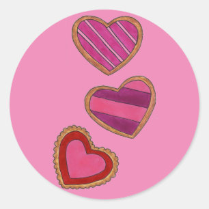 Sticker Rond Coeur givré rose Saint Valentin Cookie Love