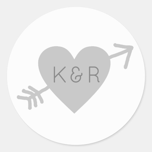 Sticker Rond coeur gris avec flèche, amour (Devant)