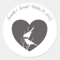 Coeur gris, Oiseaux blancs Mariage Enveloppe Phoqu
