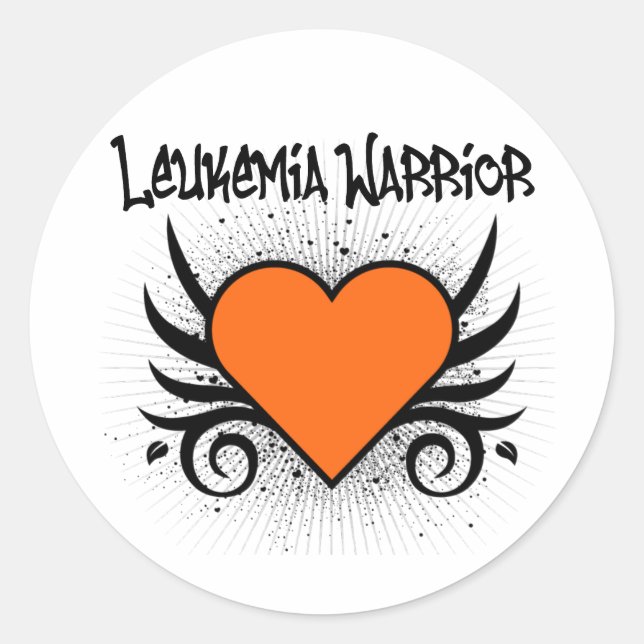 Sticker Rond Coeur guerrier de leucémie (Devant)