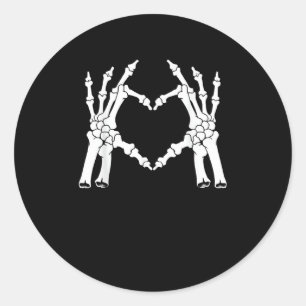 Sticker Rond Coeur - Halloween Squelette main