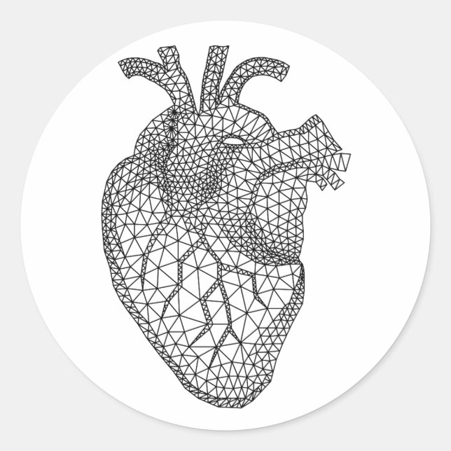 Sticker Rond Coeur humain géométrique (Devant)