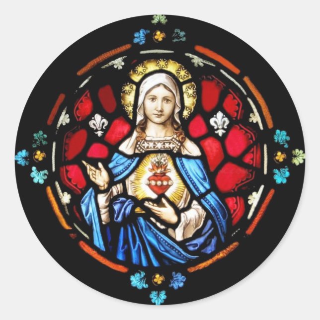 Sticker Rond Coeur immaculé de la Vierge Marie (Devant)