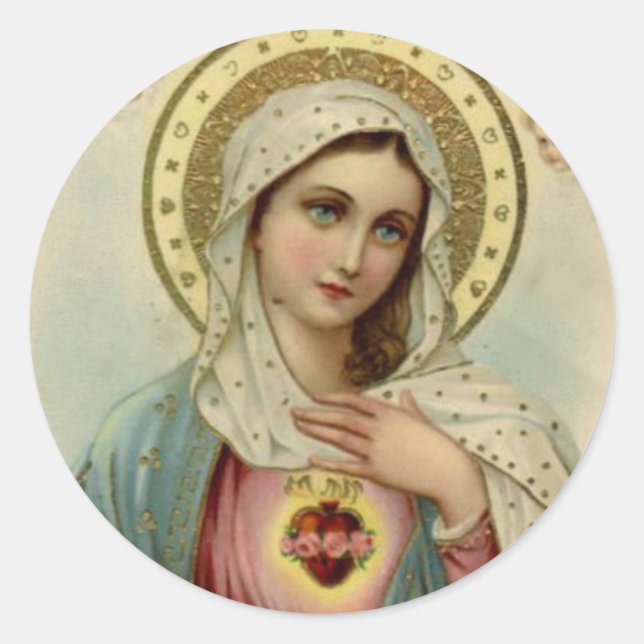 Sticker Rond Coeur immaculé de la Vierge Marie (Devant)