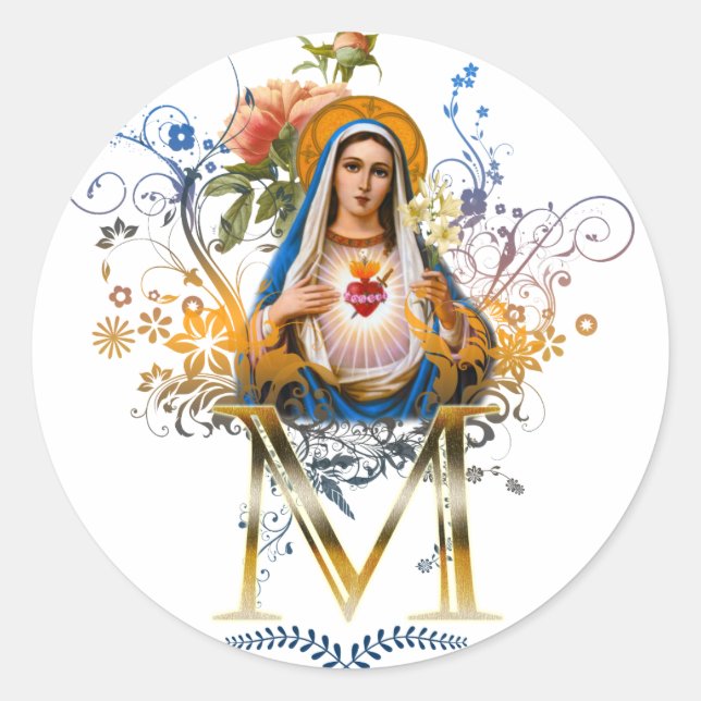 Sticker Rond Coeur immaculé de Marie (Devant)