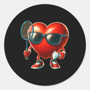 Sticker Rond Coeur Jouer Badminton Valentines Day Valentine M