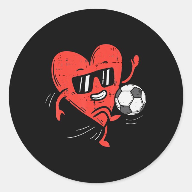 Sticker Rond Coeur Jouer Soccer Valentines Jour Football Filles (Devant)