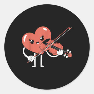 Sticker Rond Coeur Jouer Violon Valentines Musique de jour Amou