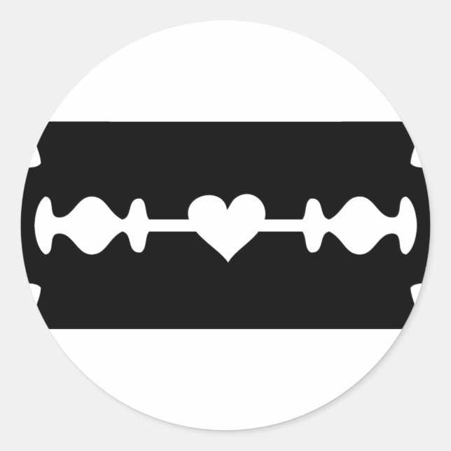 Sticker Rond coeur lame rasoir amour (Devant)