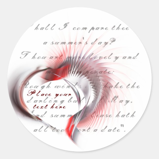 Sticker Rond Coeur métallique avec sonnet de Shakespeare 18 (Devant)