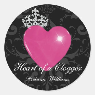 Sticker Rond Coeur personnalisé d'un Clogger Purple Heart