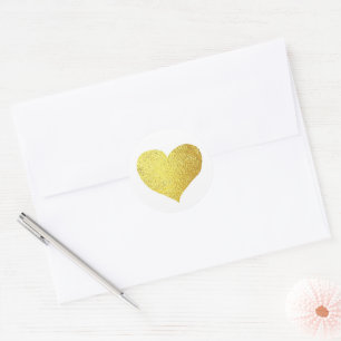 Sticker Rond Coeur romantique faux or . amour mariage
