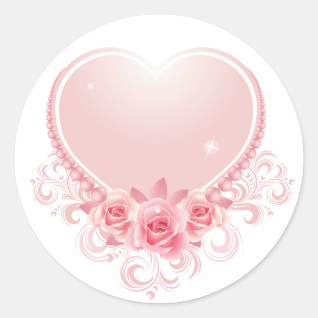 Sticker Rond Coeur rose (Devant)