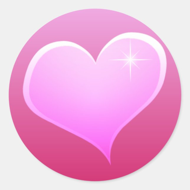 Sticker Rond Coeur rose étincelant (Devant)