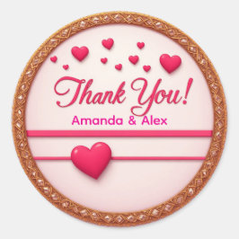 Sticker Rond 💖 Cœur Rose Merci Cadeau de Mariage 💖