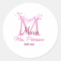 Coeur rose parties scintillant monogramme professe