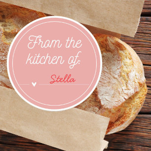 Sticker Rond Cœur rose personnalisé De la cuisine de l'autocoll