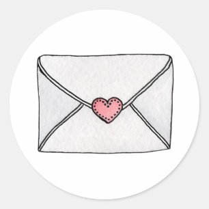 Sticker Rond Coeur rose. Saint Valentin. Lettre d'amour. Ados
