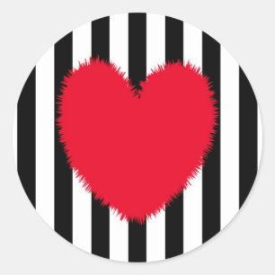 Sticker Rond Coeur rouge
