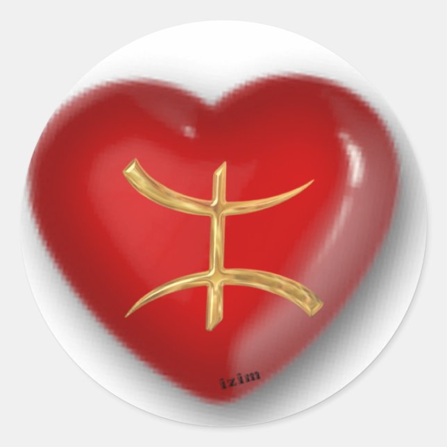 Sticker Rond Coeur rouge aza or (Devant)