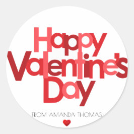 Sticker Rond coeur rouge Heureuse Sainte-Valentin