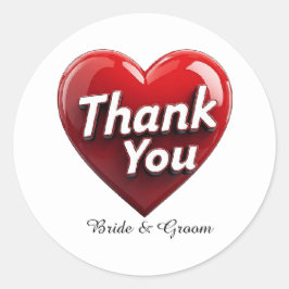 Sticker Rond 💖 Cœur Rouge Merci Cadeau de Mariage 💖