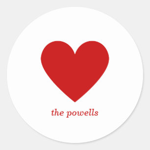 Sticker Rond Cœur Rouge Moderne Élégant Simple Personnalisé