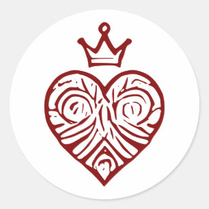 Sticker Rond Cœur royal avec conception artistique de couronne