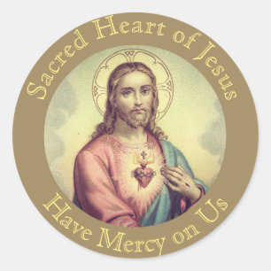 Sticker Rond Coeur sacré de prière de Jésus