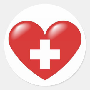 Sticker Rond Coeur suisse - Schweizer Herz - Coeur suisse