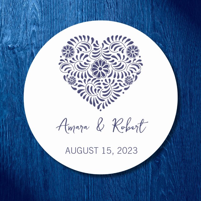 Sticker Rond Coeur Talavera bleu (Créateur téléchargé)