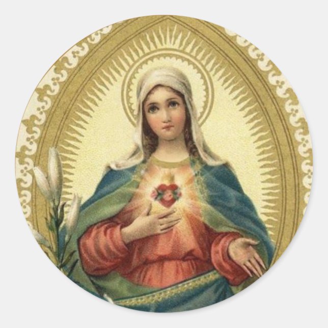 Sticker Rond Coeur triste et immaculé de la Vierge Marie (Devant)