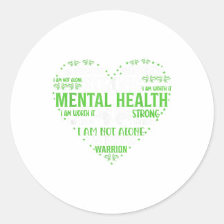 Sticker Rond Coeur vert Ruban Sensibilisation à la santé mental