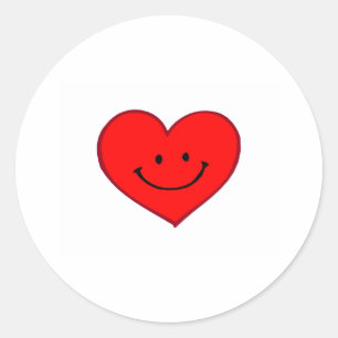 Sticker Rond Coeur (visage heureux)