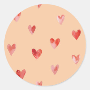Sticker Rond Cœurs à l'aquarelle motif sans couture