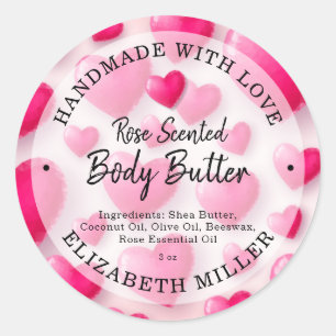 Sticker Rond Coeurs artisanaux avec amour