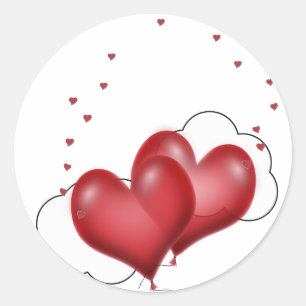 Sticker Rond Coeurs Balloons Avec Petits Coeurs