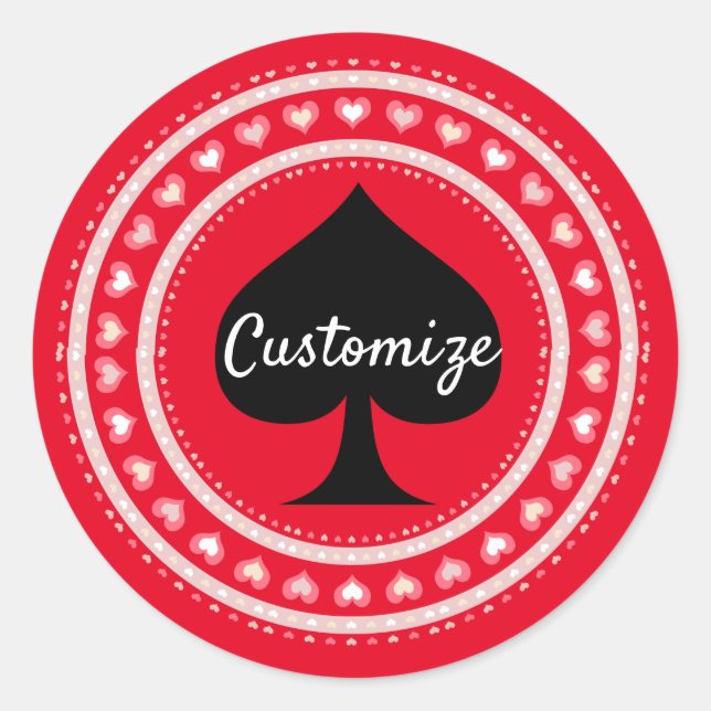 Sticker Rond Coeurs Cercle Black Spades Thunder_Cove (Devant)